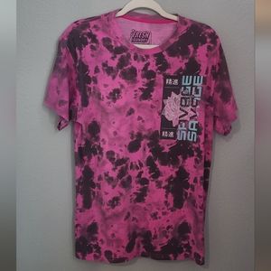 Unisex Fresh Laundry Savage Tie Dye Pink and Black Graphic Tee Large